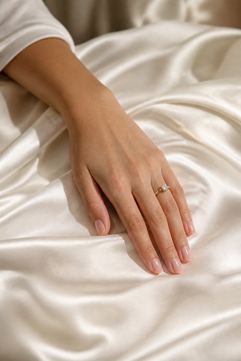 Solitaire ring worn on the hand