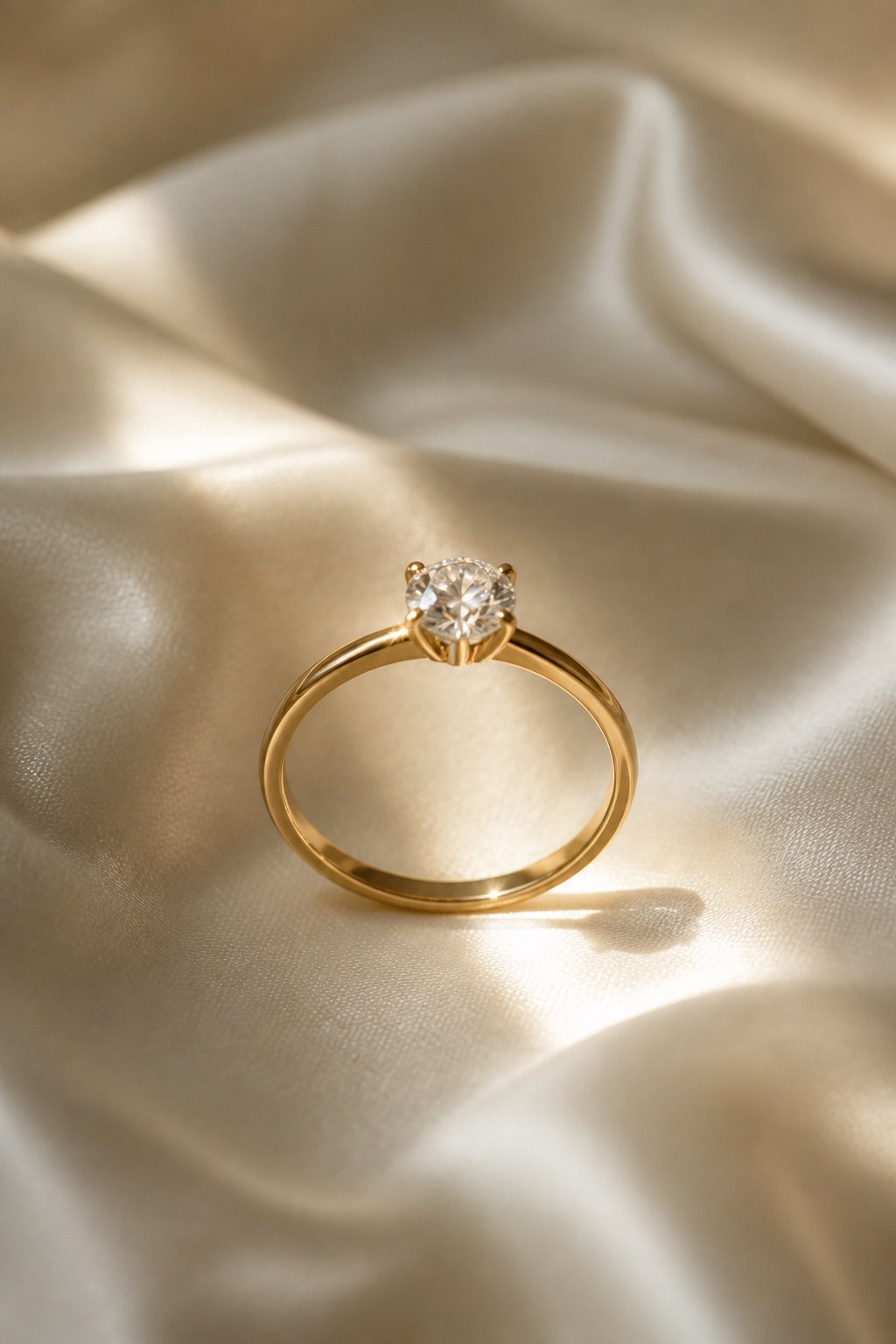 Diamond solitaire in cinematic light